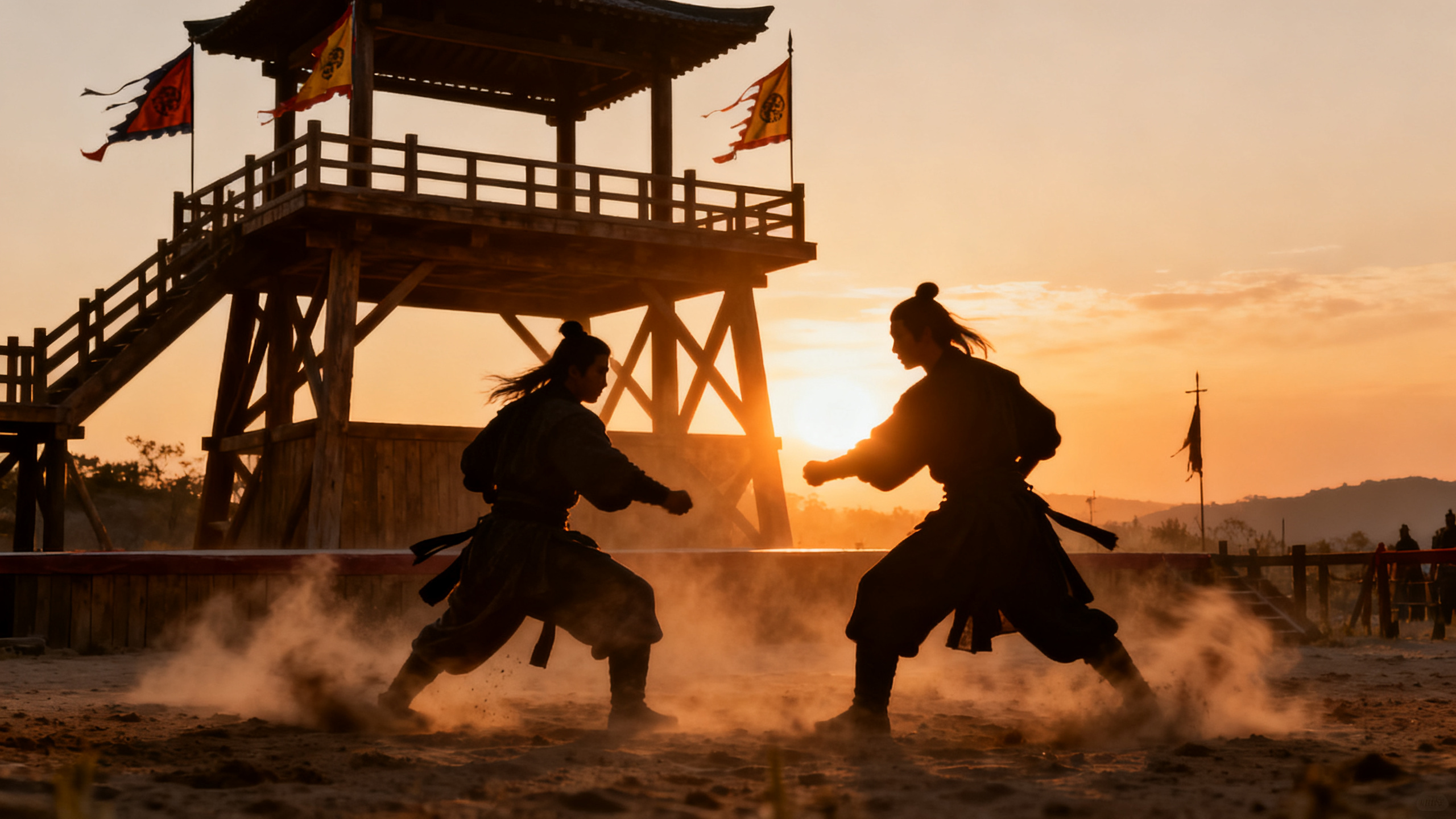 天龙八部私服发布网·武当门派升级路线：加点、技能与练级点全解配图：夕阳比武擂台对线场景